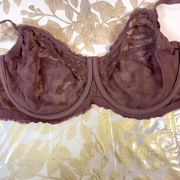 SECRET POSSESSIONS Underwire unpadded Stretch  lace cups 42E Brown Bra - Picture 2 of 5